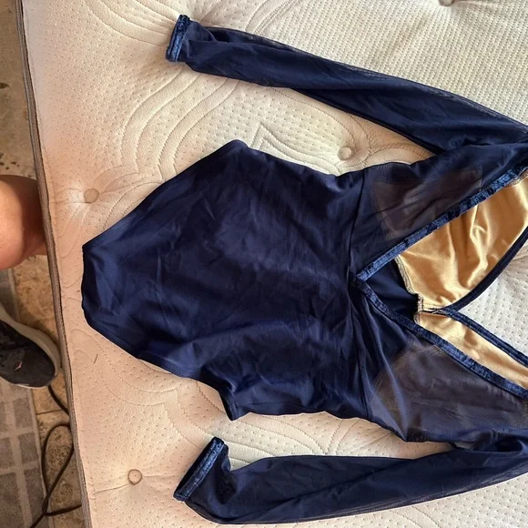 Yumiko navy blue Long Sleeve Bodysuit - Picture 2 of 2